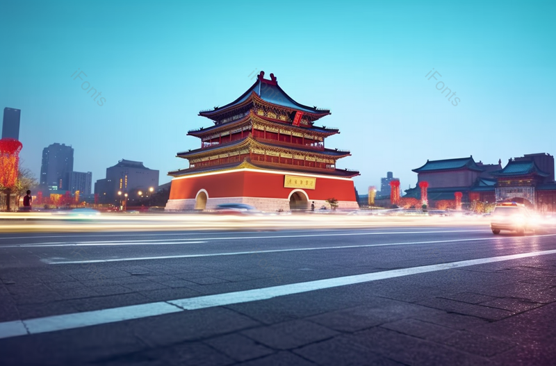 城市主干路上的古城建筑房屋背景,高清,摄影图,摄影图片,图片大全,摄影图免费下载